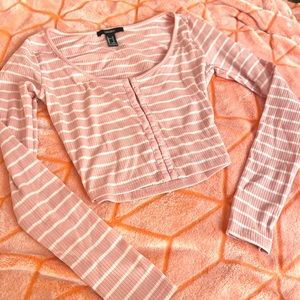 NWOT Pink And White Striped Long Sleeve Shirt